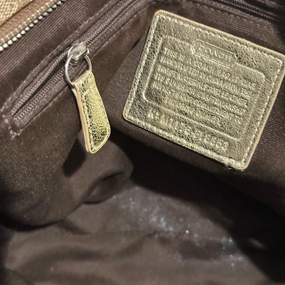 Coach Heritage Star Print Light Brown/Gold Double Handle Tote & Cardholer - Picture 14 of 14